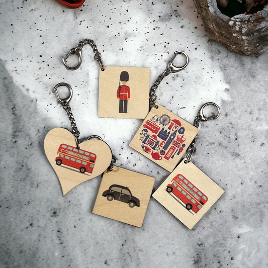 Wooden London Icon Keyrings
