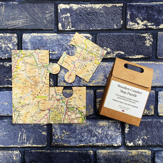 Wooden Map Puzzle - set of 4 coasters