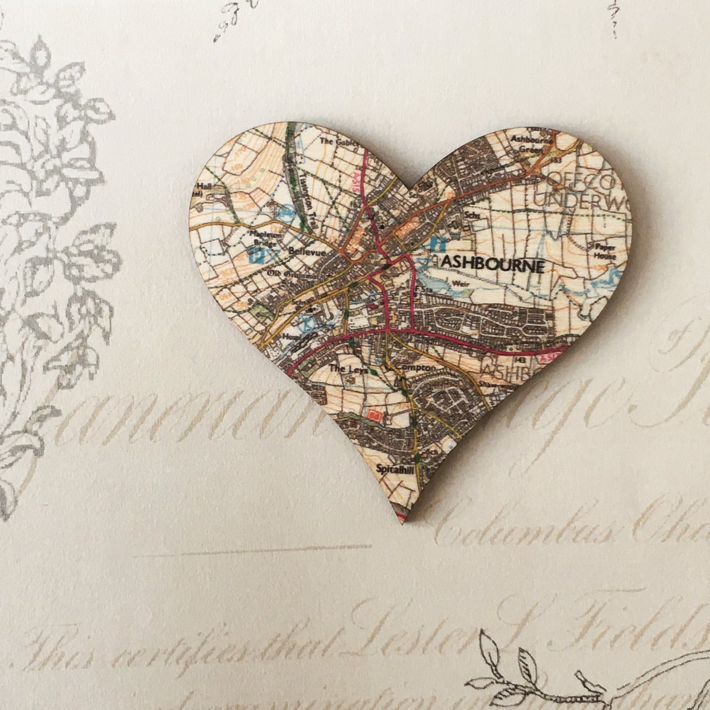Wooden Map Magnet - Heart