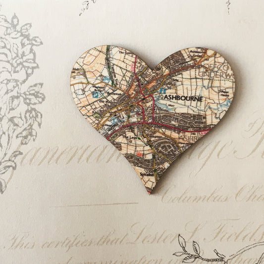 Wooden Map Magnet - Heart