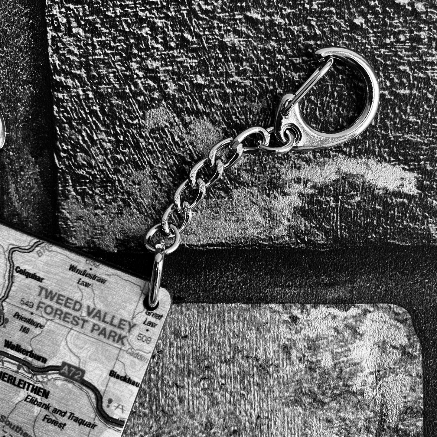 Wooden Map Keyring - square