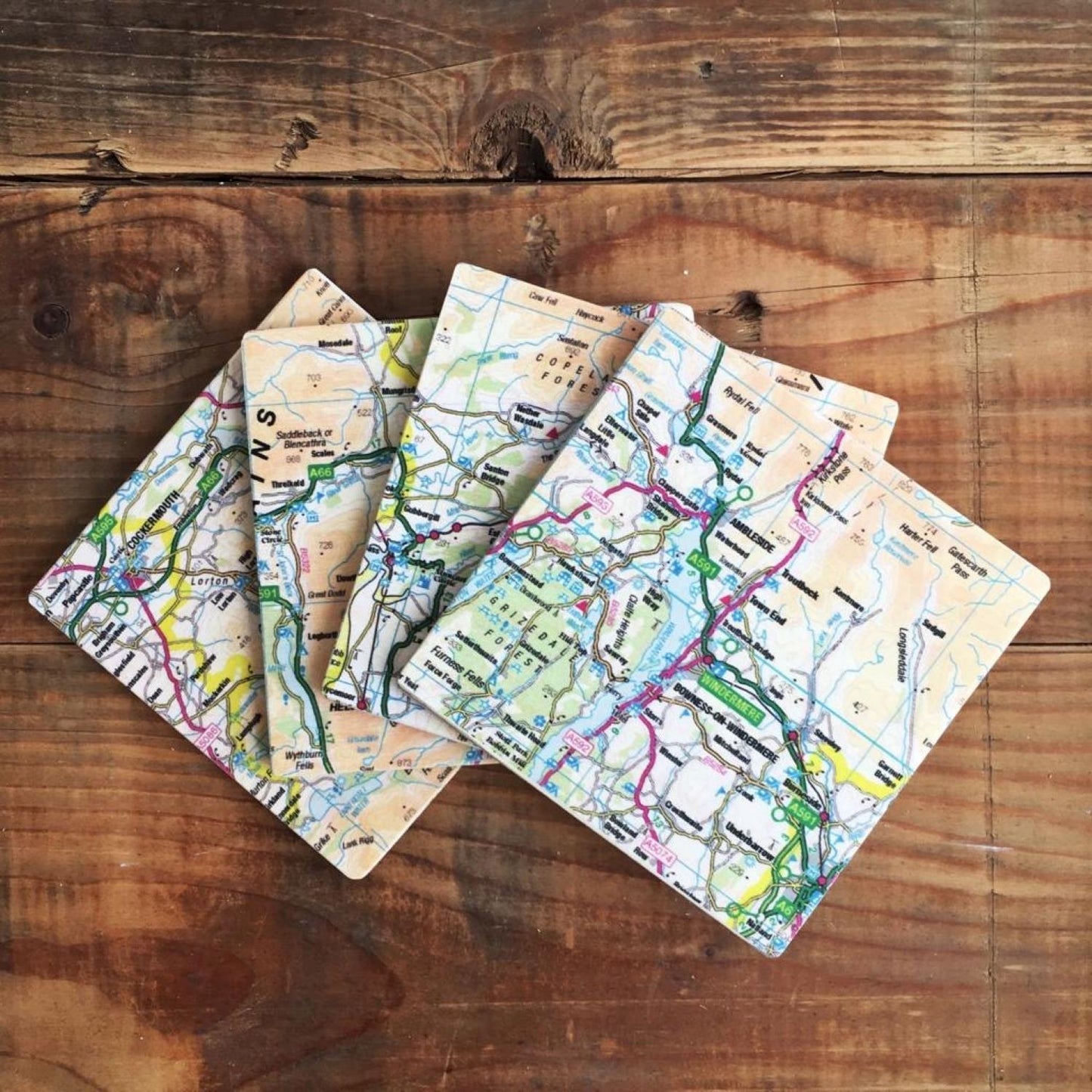 Bespoke Wooden Map - Four Coaster Set
