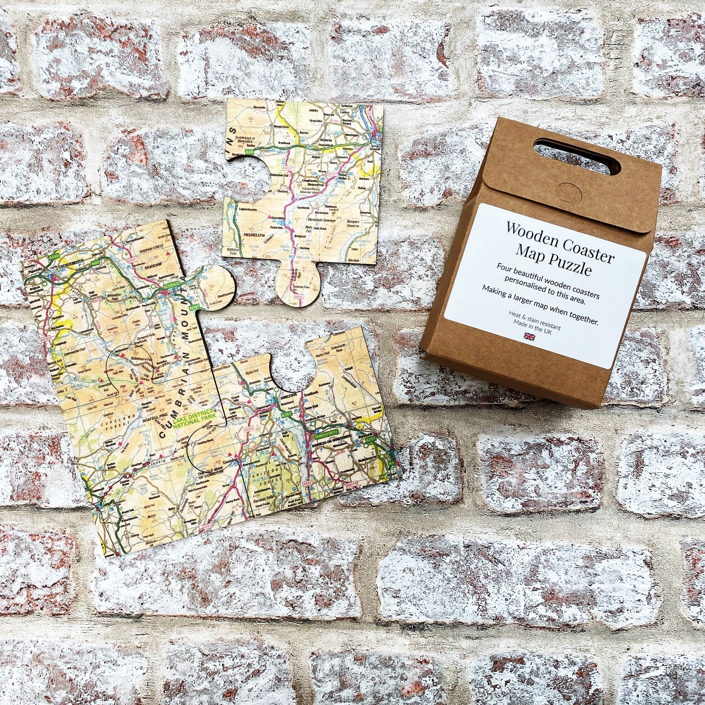 Wooden Map Puzzle - set of 4 coasters