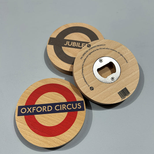 London Underground Wooden Coaster Bottle Openers - Transport for London